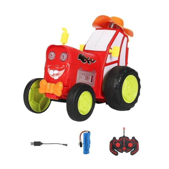 Jump Remote Tractor Stunt Car,Jumpfury Stunt Car with Lights & Music,360 Rotating Jumping Remote Car,Crazy