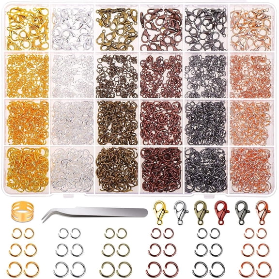 Jump Rings 2340Pcs Open Jump Rings and Lobster Clasps Complete Kit with Opener Tool - Jewelry Making Supplies for Necklace Repair and Crafting
