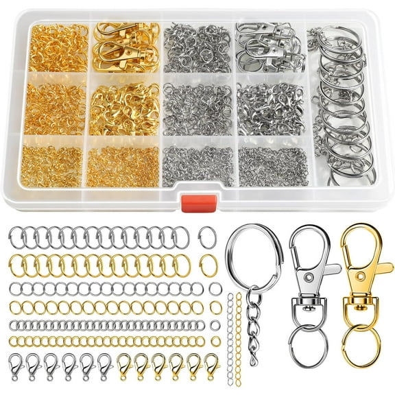 Jump Rings, 968pcs Keychain Making Kit, Keychain Clip and Key Ring, Key Chain Rings, Lobster Claw Clasps for Keychains, Charm Bracelet Jewelry