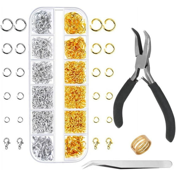 Jump Rings for Jewelry Making Supplies and Necklace Repair with Jump Ring Pliers and Open Jump Ring(1200Pcs Silver and Gold)Anezus Jump Rings for Jewelry Making Supplies and Necklace Repair