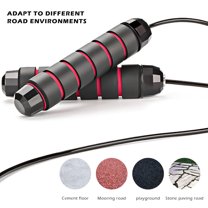 Skipping Rope Tangle-Free with Ball Bearings Rapid Speed Jump Rope Cable Foam Handles for Aerobic Exercise Fitness(Black Red)