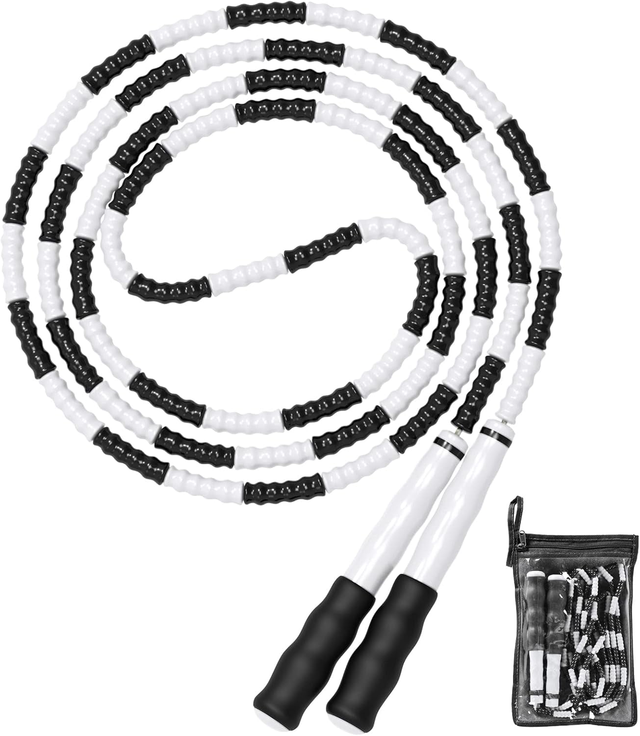 Jump Rope, Adjustable Length Tangle-Free Segmented Soft Beaded Skipping ...