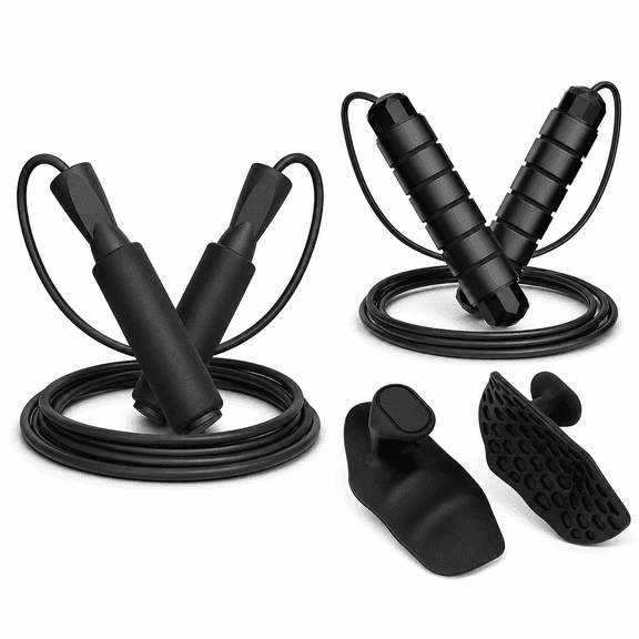 Jump Rope Adjustable Steel Jump Rope 2 Pack With 1 Pair Anti-Slip Workout Grips Tangle-Free Rapid Speed Jumping Rope for Women, Men, and Kids, Skipping Rope for Home Gym Exercise Fitness Workout