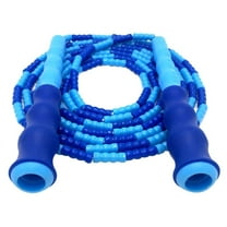 Jump Rope Adjustable with Anti-Slip Grip Soft Plastic Beaded Tangle-Free, Blue