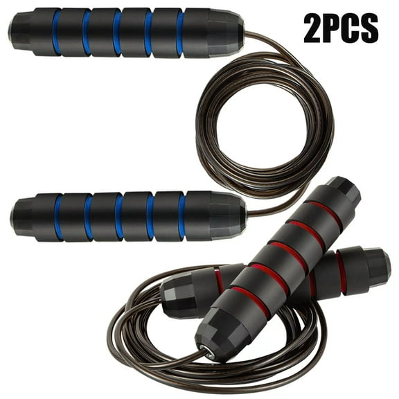 Jump Rope, Ball Bearings Tangle-Free Rapid Speed Cable Skipping Rope for Women, Aadult Iump Ropes Jump Rope for Men, Workout Jump Rope,Women and Kids - Jump Ropes for Fitness 2 Pack(Blue + Red)