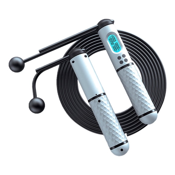 Jump Rope, Digital Counter Calorie Burn Jump Trainer, Adjustable Length Smart Workout Kit for Cardio Strength Training Indoor Outdoor, White