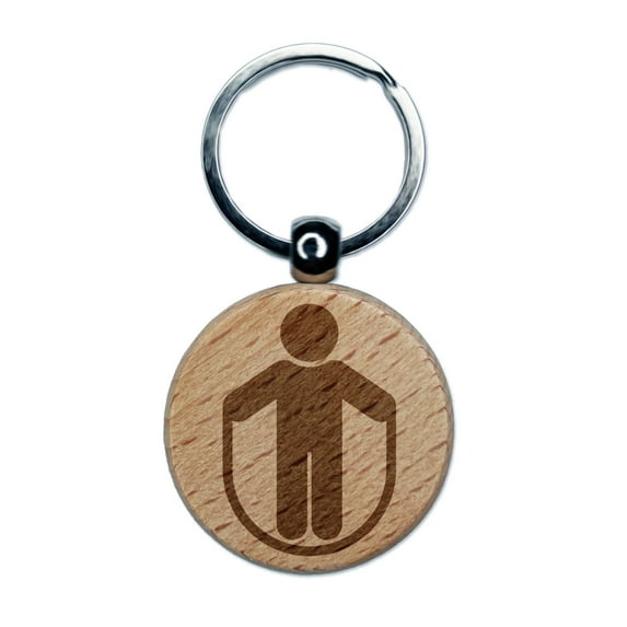 Jump Rope Fitness Round Keychain Charm Tag - Engraved Wood