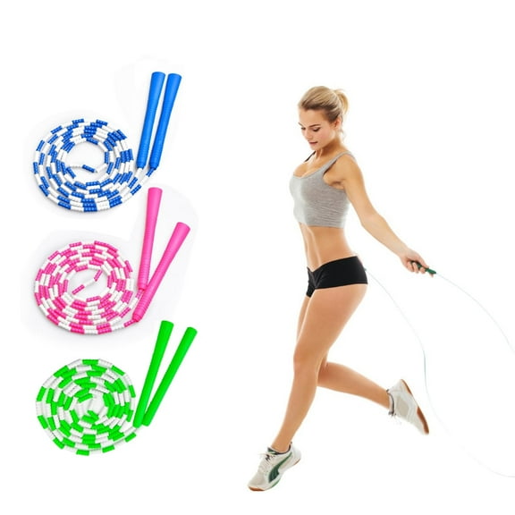 Jump Rope 3 Pack Soft Beaded Jump Rope, Adjustable Length Tangle-Free Segmented Soft Beaded Skipping Rope,for Women, Men