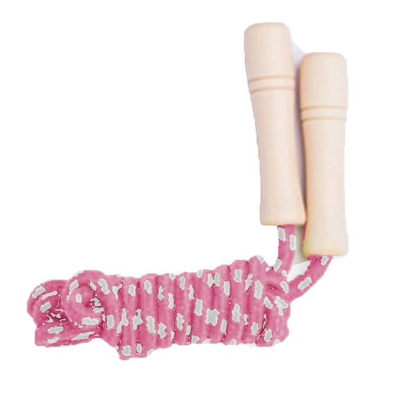 Jump Rope For Kids - Wooden Handle - Adjustable Cotton Braided Fitness Skipping Rope - pink