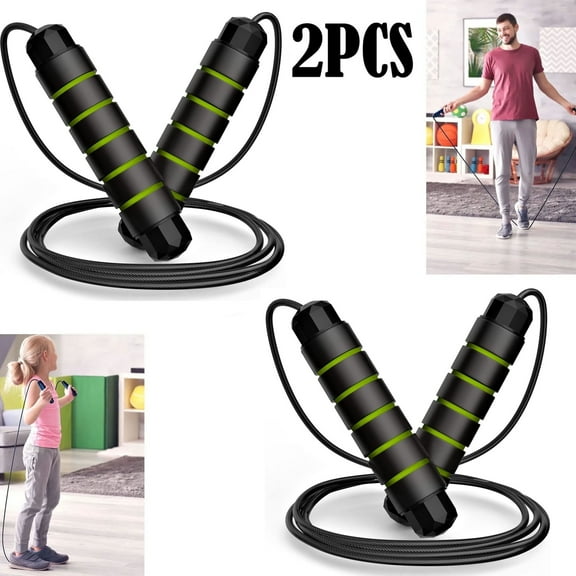 Jump Rope,Jump Ropes for Fitness for Women Men and Kids,Speed Jumping Rope for Workout with Ball Bearings,Adjustable Skipping Rope for Exercise&Slim Body at Home School Gym 2 Pcs