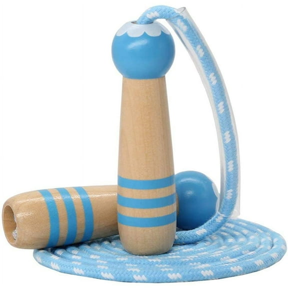 Jump Rope Kids, 7ft Adjustable Cotton Skipping Rope with Wooden Handle for Boys and Girls Fitness Outdoor Exercise