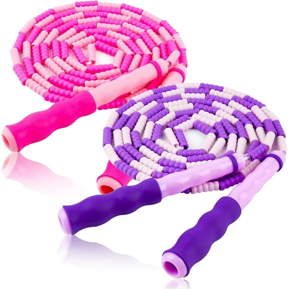Jump Rope for Kids, Adjustable Jump Ropes for 4 5 6 7 8 10 12, Tangle Free Jumping Rope Age 8-12, Segmented Soft Beaded Skipping Rope for Women Fitness