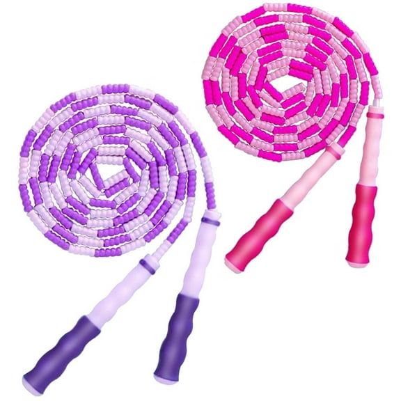 Jump Rope for Kids Girls and Boys,Soft Beaded Jump Ropes,Adjustable Skipping Rope,Tangle-Free Segmented Rope for Kid and Women Men Adults Exercise,Keeping Fit,Training - 9.2Ft