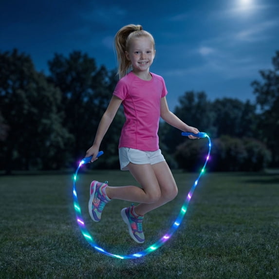 Jump Rope - LED Light Up - Skipping Rope | With Adjustable Length | Fitness Jumping Rope For Adults | Kids | Indoor And Outdoor Exercise Equipment | Cardio Training | Night Workouts,Blue