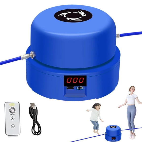 Jump Rope Machine with Remote, Smart Jump Rope Machine, Automatic Floor Jump Rope, Jump Entertaining Interaction Rope Skipping Machine for Family & Home - Blue