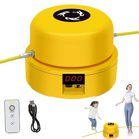 Jump Rope Machine with Remote, Smart Jump Rope Machine, Automatic Floor Jump Rope, Jump Entertaining Interaction Rope Skipping Machine for Family & Home - Yellow