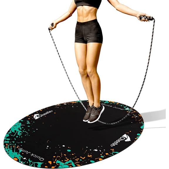 Jump Rope Mat Large Rubber Exercise Workout Mats for Home Gym Flooring Non-Slip Oval Design Floor & Protection