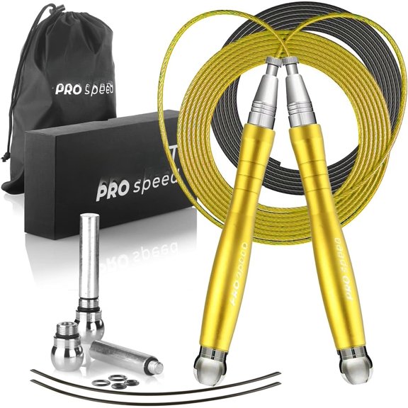 Jump Rope Pro Speed Skipping Rope Adjustable Adult Jumping Rope Weighted Aluminium Handles for Double Dutch Boxing Workout Crossfit Exercise Fitness Spare Weights Protectors Carry Bag