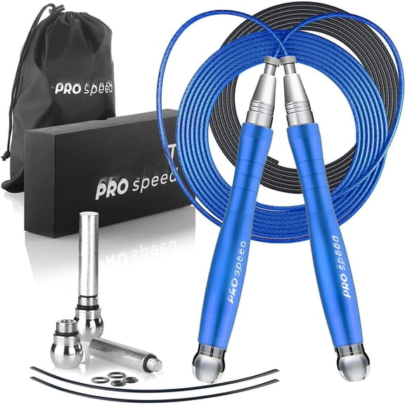 Jump Rope Pro Speed Skipping Rope Adjustable Adult Jumping Rope Weighted Aluminium Handles for Double Dutch Boxing Workout Crossfit Exercise Fitness Spare Weights Protectors Carry Bag