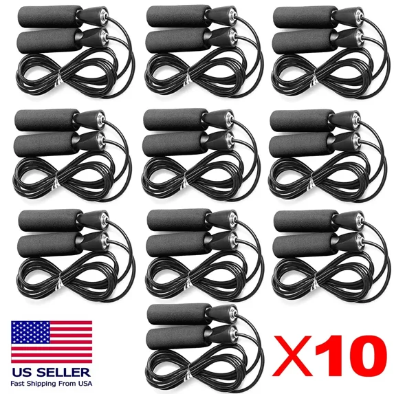 Jump Rope Set of 10 - Rapid Speed Adjustable Cable with Ball Bearings