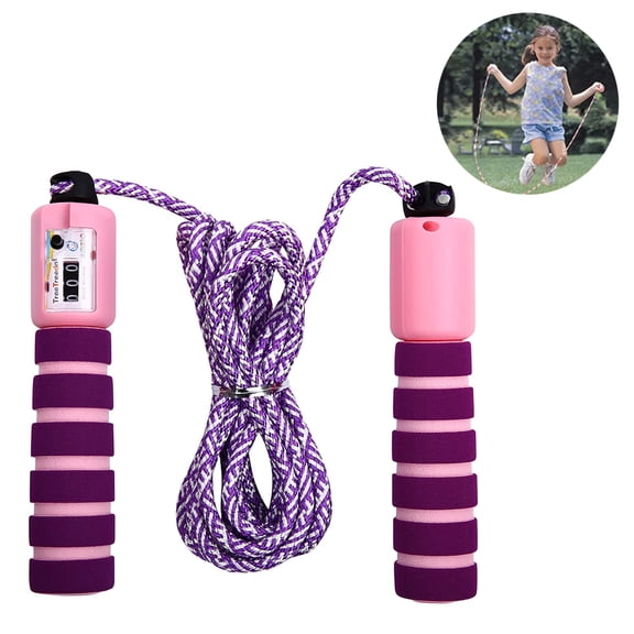 Jump Rope, Tangle-Free With Ball Bearing Speed Skipping Rope Cable, Adjustable Jumping Ropes Or Exercise Fitness,Workout With Memory Foam Handles For Men, Women, Kids - Light purple with powder