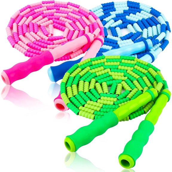 Jump Rope for Kids, 9 Ft Adjustable Ropes 4 5 6 7 8 10 12, Segmented Soft Beaded Jumping Age 8-12, Tangle Free Skipping Women Man Fitness Weight Loss