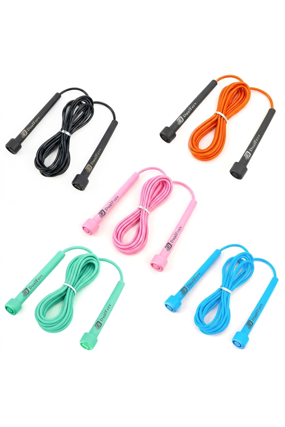 Jump Rope for Student, 5 Pcs Durable Adjustable Silicone Jump Ropes for Fitness with Comfortable Grip, Lightweight and Portable, Hard to Entangle