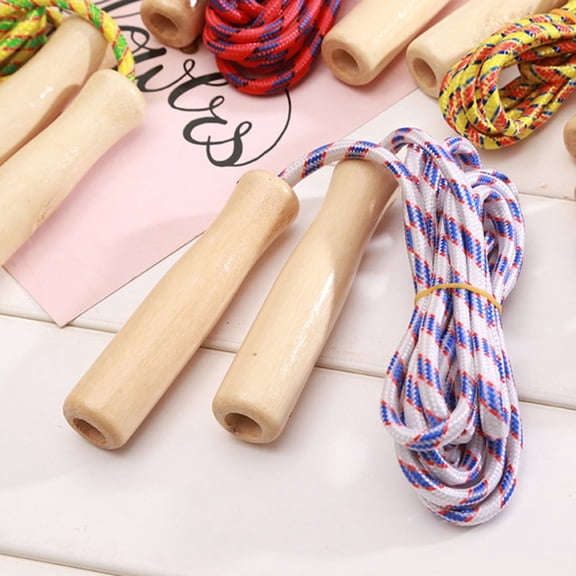 Jump Ropes Bulk 7 ft Adjustable Double Dutch Cotton Skipping Ropes with Wooden Handle for Students Outdoor Exercise, Women Men Keeping Fit, Workout and Weight Loss, Random Color
