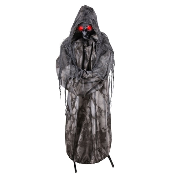 Haunted Hill Farm Red LED Battery-Powered Standing Jump Scare Witch Halloween Animatronic 5.4-ft.