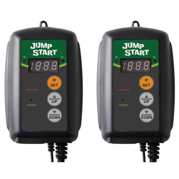 Jump Start MTPRTC Hydroponic Seedling Heat Mat Digital Thermostat Controller for Hydrofarm Heat Mats used in Gardens, Terrariums, and Brewing, 2 Pack
