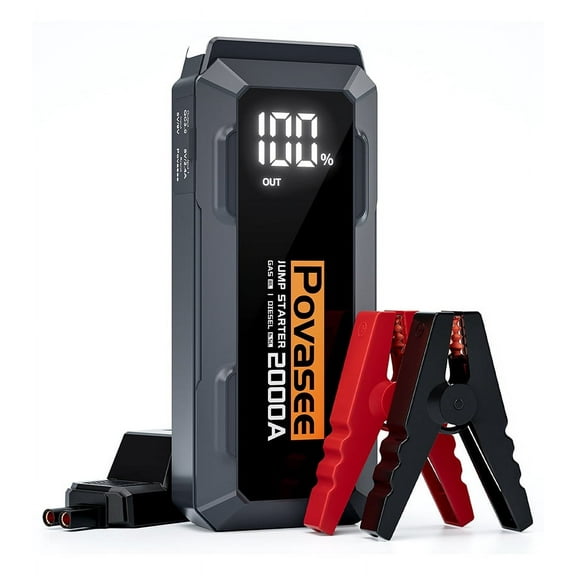 Jump Starter 2000A Peak Battery Jumper Starter Portable, 12V Car Battery Jump Starter up to 8L Gas or 6.5L Diesel Engine Battery Jump Box with 3" LCD Display Power Bank/Dual Output/LED Light