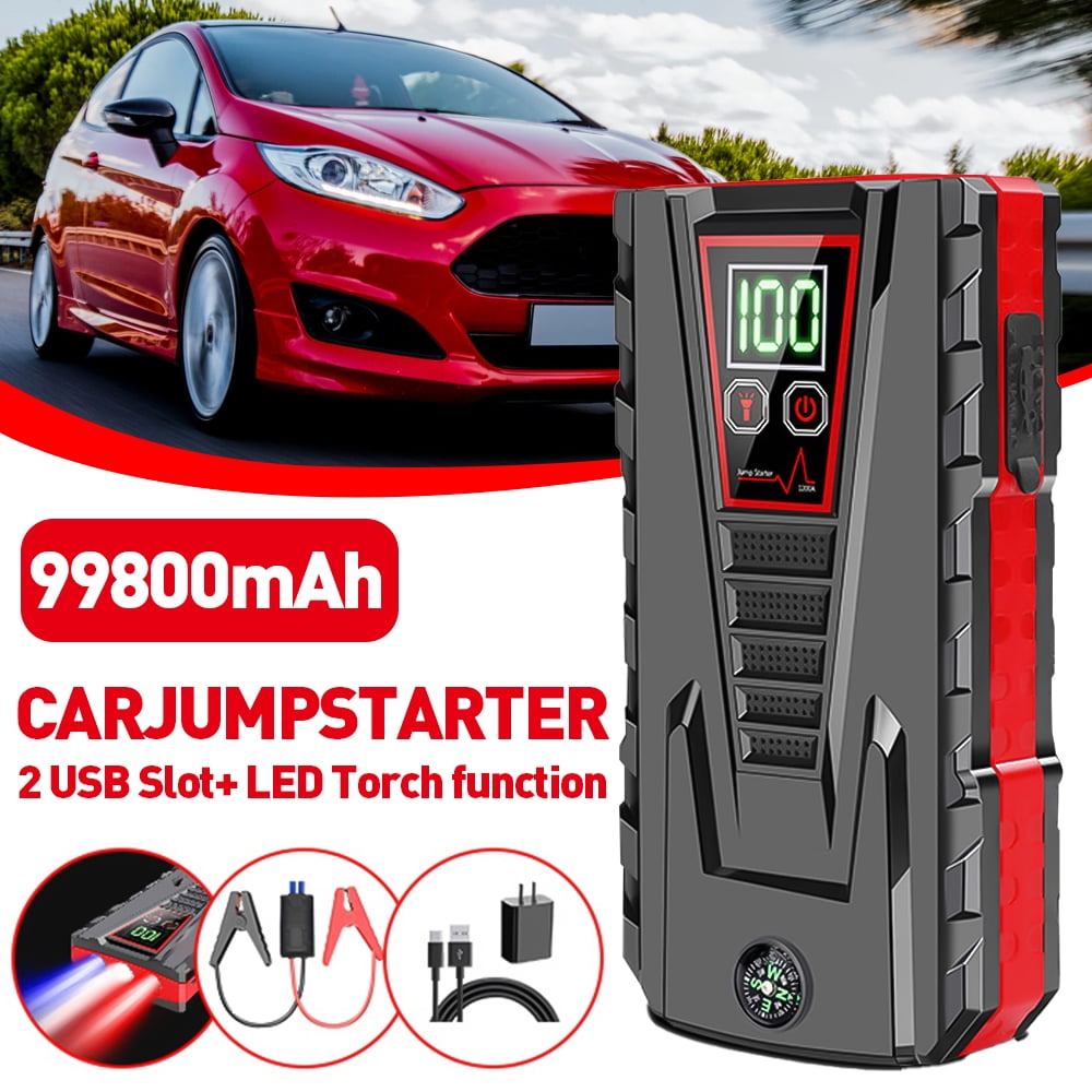 Jump Starter, 5000A Jump Starter Battery Pack for Up to 6L Gas and 4L Diesel Engines, 12V Portable Car Battery Jump Starter Box with LCD Display Extended Smart Jumper Cables, Fast Charge, Lights