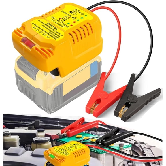 Jump Starter Adapter for DeWalt 20V/60V Li-ion Battery Powered with Jumper Cable Clamps Portable Car Battery Charger Jump Starter(Battery Not Included)