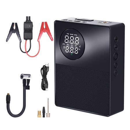 Jump Starter with Air Compressor 1000A Peaks Automobile Battery Booster Power Pack (Up to 4.0L Gases or 2.5L Diesel Engines) with LED Light Power Bank Function 150PSI Digital Tire Inflator