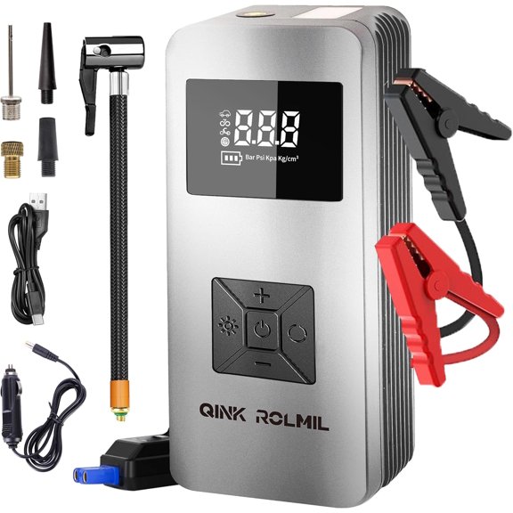 Jump Starter with Air Compressor, 12V 8000A Car Automotive Battery Jump Starter (6.0L Gas and 3.0L Diesel), 150PSI Tire Inflator Pump for Car, Motorcycle and Bicycle