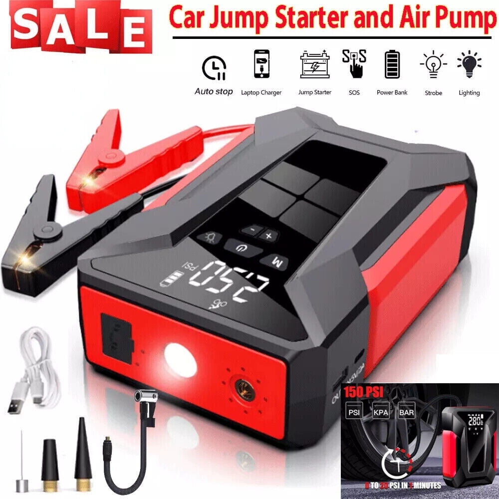 Jump Starter with Air Compressor, 1600A Portable Battery Booster (up to