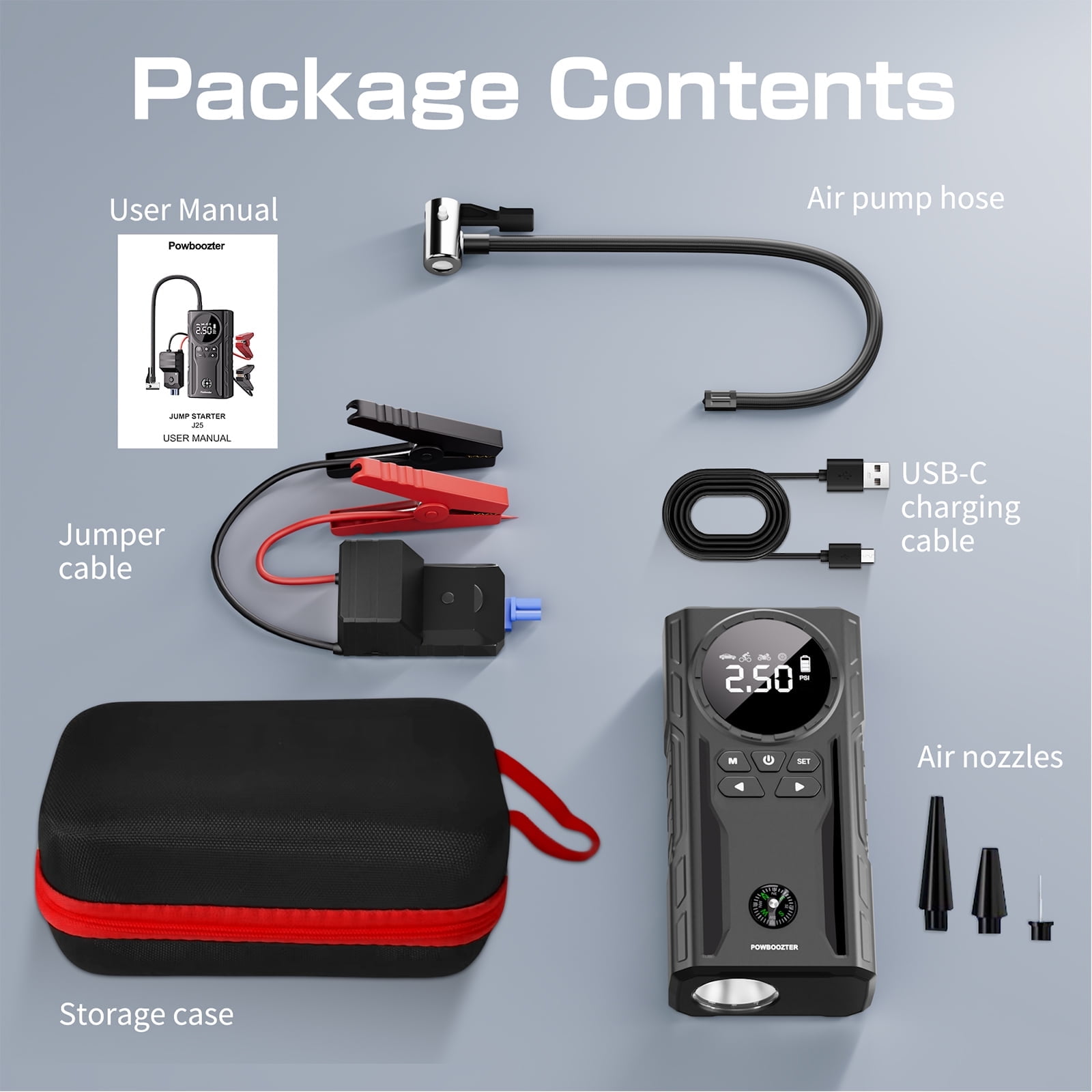 Jump Starter with Air Compressor, 3500A 150PSI Jump Starter Battery Pack (for All Gas/Up to 10L Diesel Engines), 12V Portable Car Battery Jump Starter with 3 Modes Light and LCD Display