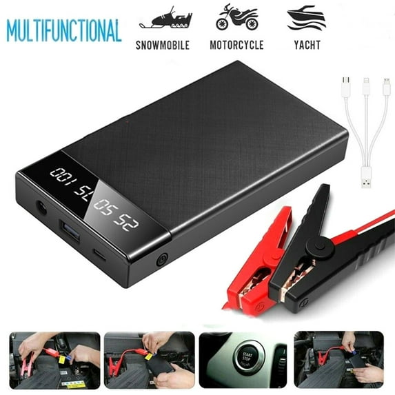 Jump Starter Battery Charger Ultra-thin Car Emergency Start Power Bank With Electric Quantity Display For 12V Cars Trucks Motorcycles Excavators