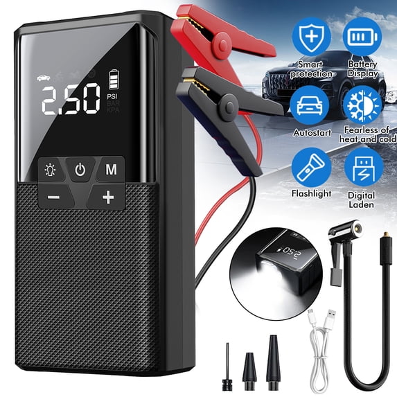 Jump Starter with Air Compressor 1800A 150PSI Portable Car Battery Jump Starter (5L Gas/3L Diesel), 12V Jump Box Car Battery Jumper Starter Portable