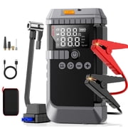 Jump Starter with Air Compressor,6000A Battery Jump Box for All Gas or Up to 12L Diesel, 160PSl Digital Tire Inflator with Emergency Light