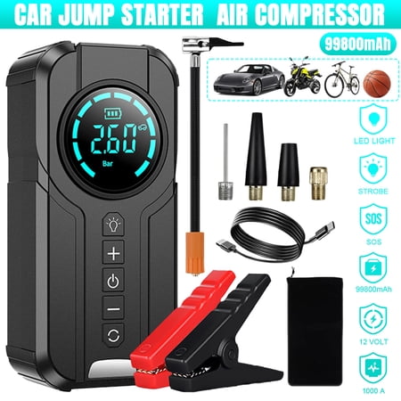 Jump Starter with Air Compressor,DFITO 1000A Portable Battery Booster with 150PSI Digital Auto Tire Inflator, 12V Car Jump Box Pack Power Charger