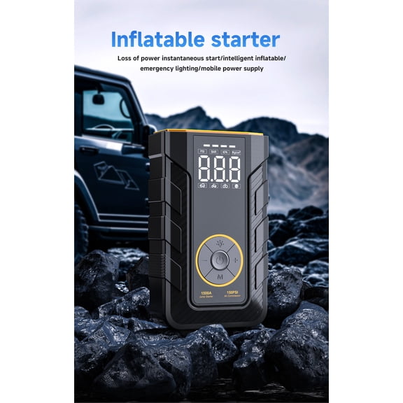 Jump Starter with Air Compressor,Jumping Starter (Suitable for Gasoline and Diesel Vehicles),Three Emergency Lights Modes