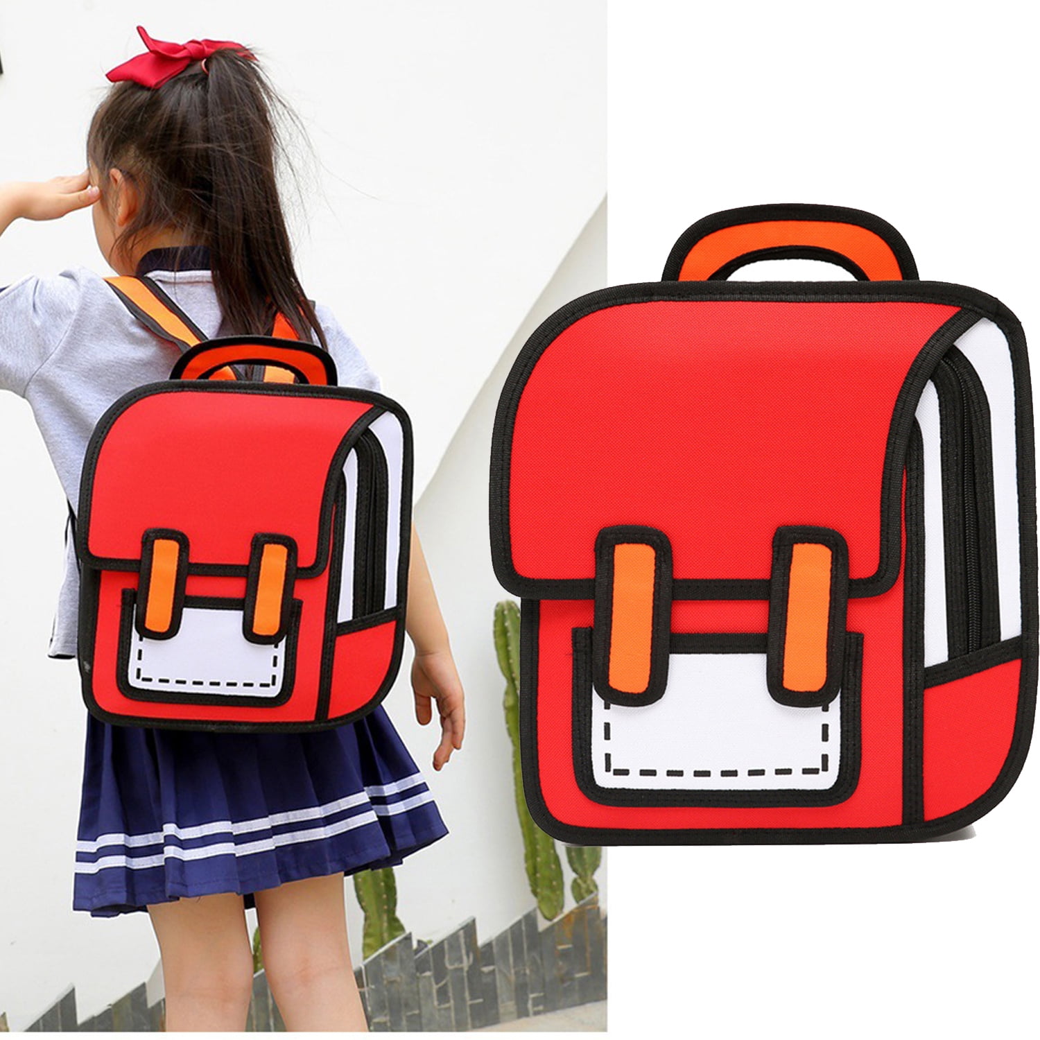 Jump Style 3D Backpack Popular Cartoon Paper Drawing Shoulder Bag Walmart