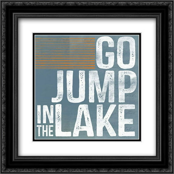 Jump in the Lake 2x Matted 20x20 Black Ornate Framed Art Print by Doucette, Katie