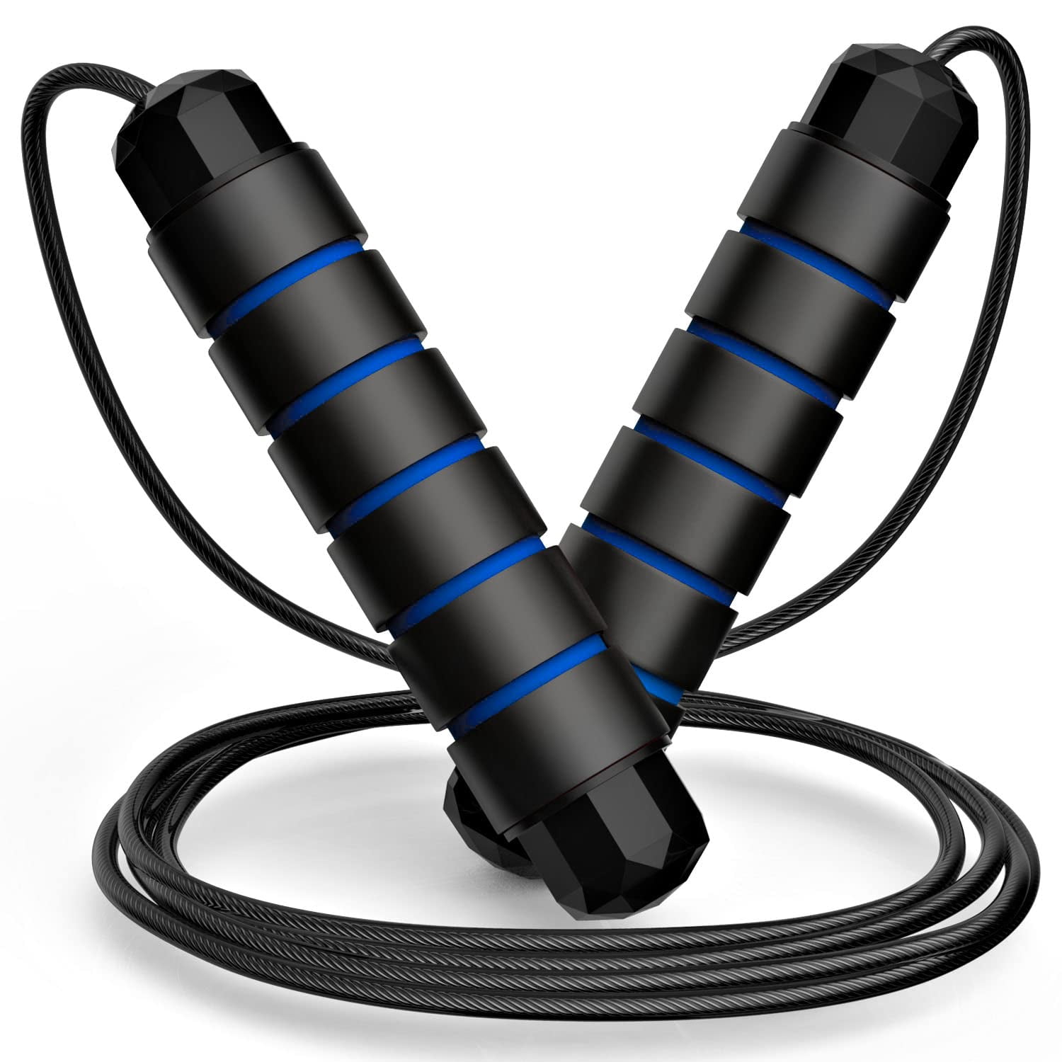 Jump rope, non-tangled fast jump rope with ball bearing, suitable for both women and men, adjustable steel jump rope, with foam handle, suitable for home gym exercises, fitness, and training.