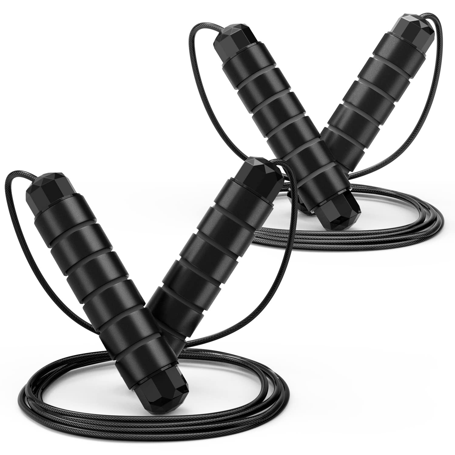 Jump rope, non-tangled fast jump rope with ball bearing, suitable for both women and men, adjustable steel jump rope, with foam handle, suitable for home gym exercises, fitness, and training.