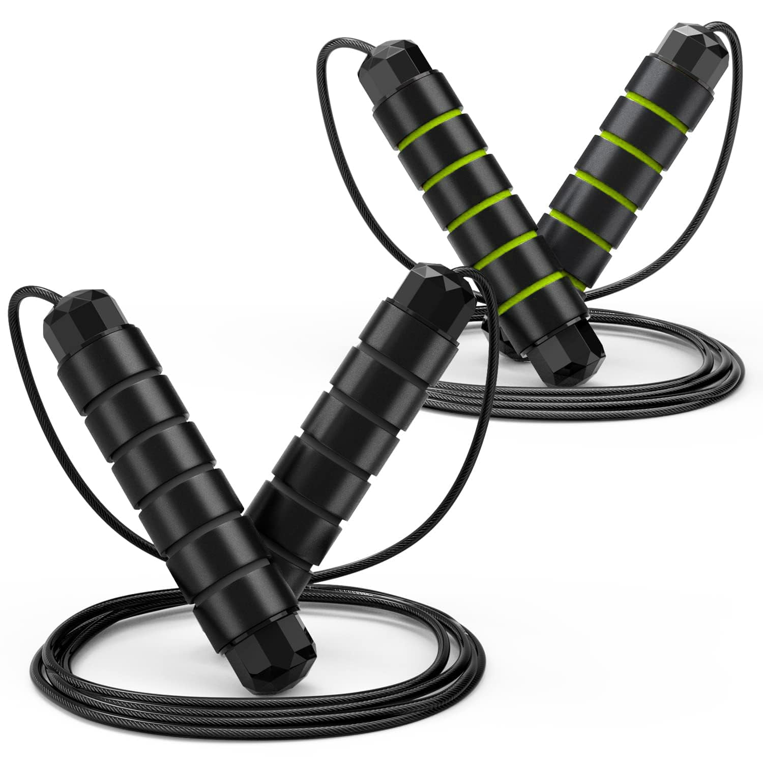 Jump rope, non-tangled fast jump rope with ball bearing, suitable for both women and men, adjustable steel jump rope, with foam handle, suitable for home gym exercises, fitness, and training.