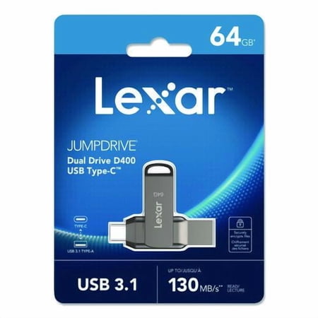 JumpDrive D400 USB 3.1 Flash Drive, 64 GB, Titanium | Bundle of 2
