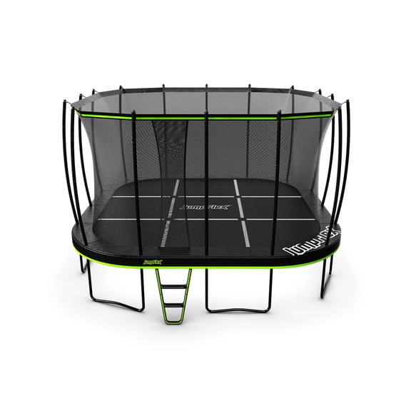 JumpFlex 19' Trampoline MEGA Outdoor Playset with Net and Ladder, Green/Black