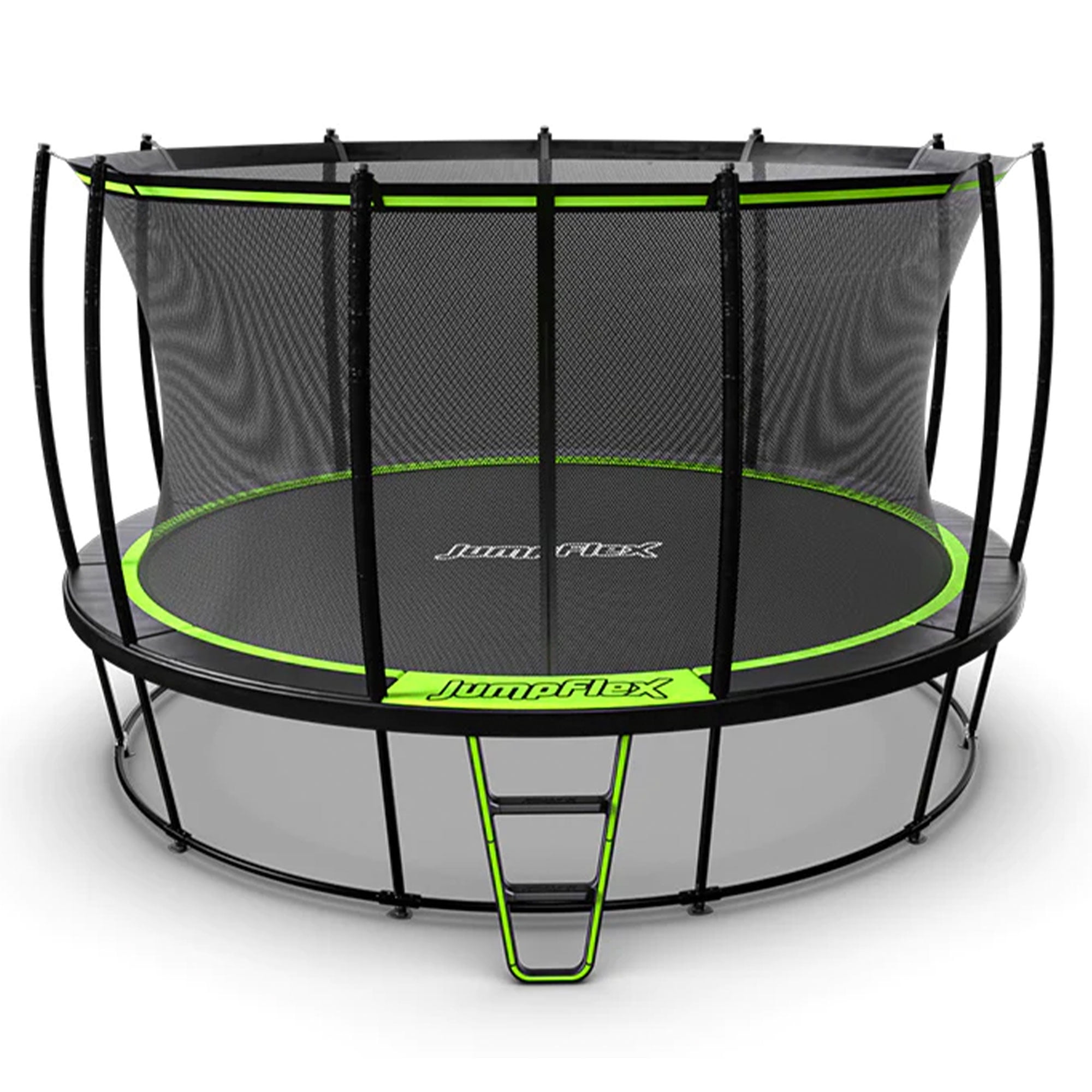 JumpFlex HERO 12' Round Trampoline with Safety Net Enclosure & Net Attachment, Black/Green